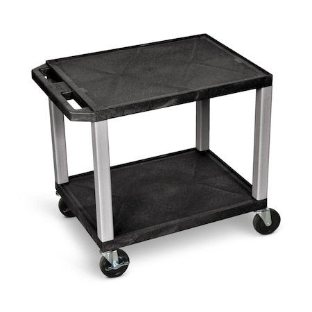 Luxor AV Cart - 26"H  - Two Shelves - Black with Nickel Legs WT26-N